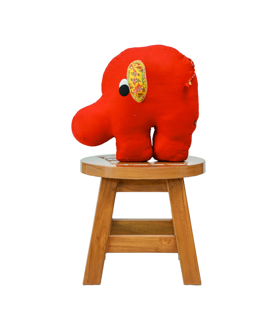 Handcrafted Big Elephant Red Toy Pillow