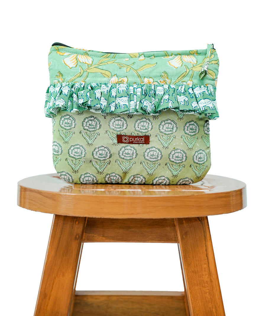 Mint Green Frill Travel Pouch