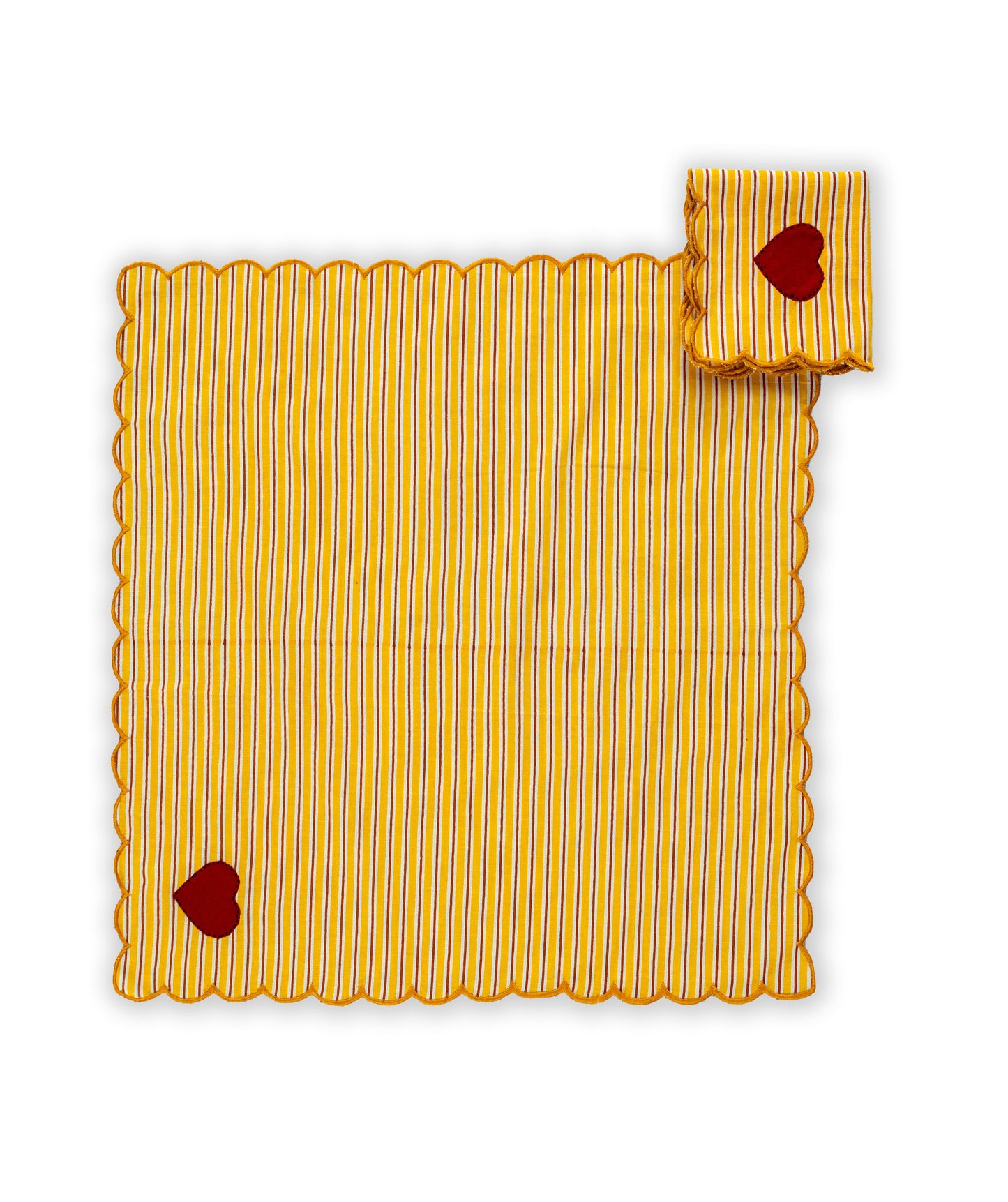 Yellow Stripe Ladybug & Heart Tea Cosy Set