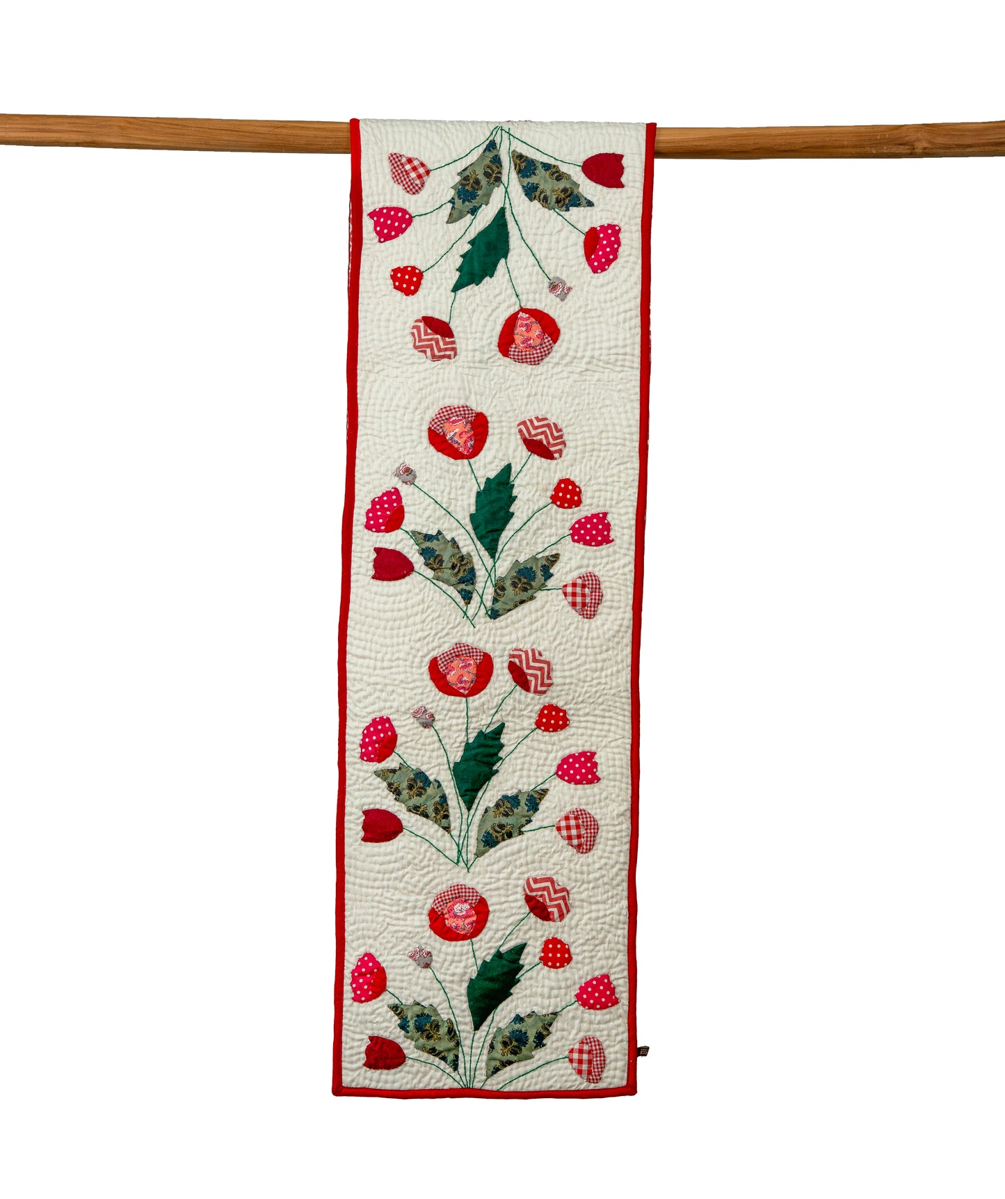 Off-White Poppy Flower Table Runner