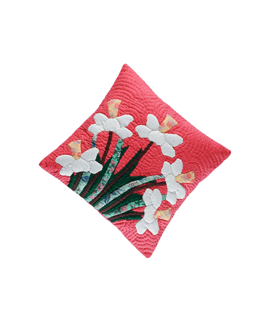 Daffodil on Hot Pink Cushion Cover