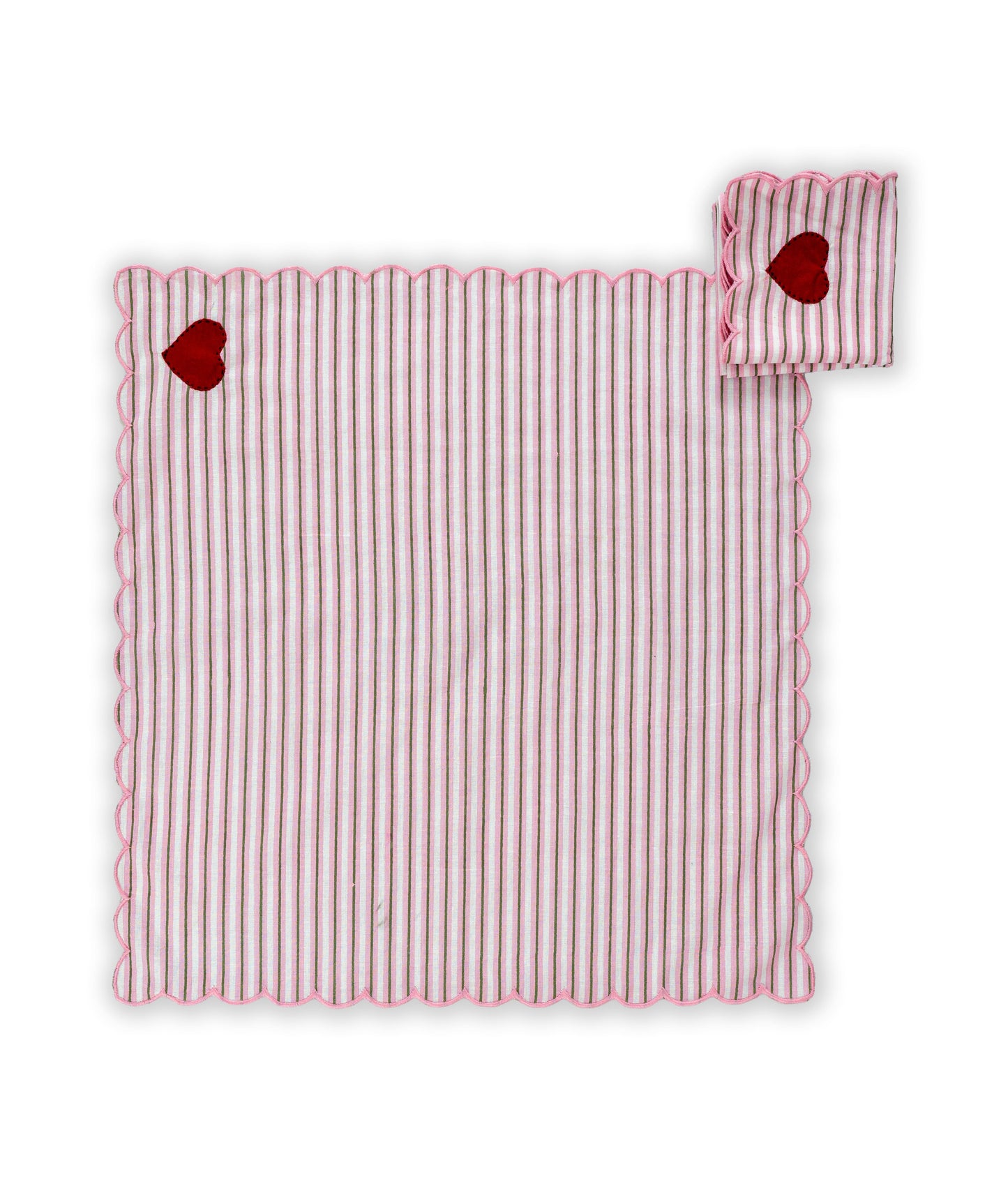 Light Pink Stripe Ladybug & Heart Tea Cosy Set