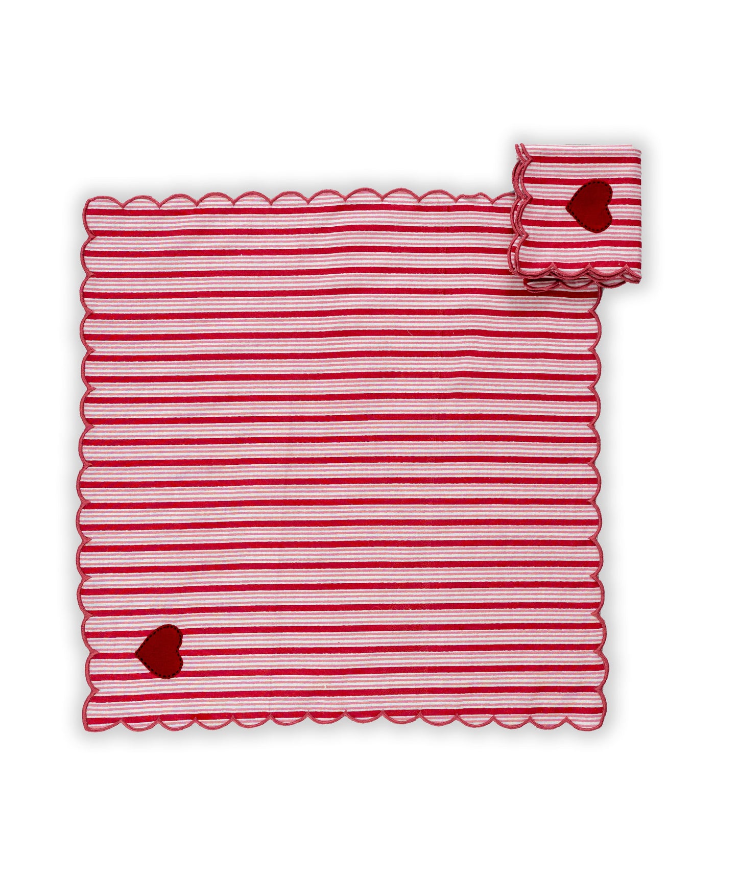 Red & White Stripe Ladybug & Heart Tea Cosy Set