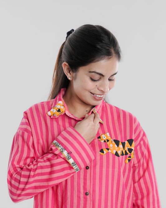 Arrowhead Wearable Art Shirt, Bold Pink Stripe