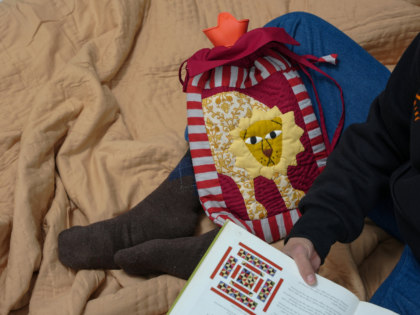 Quilted Gond Art Hot Water Bottle Cover