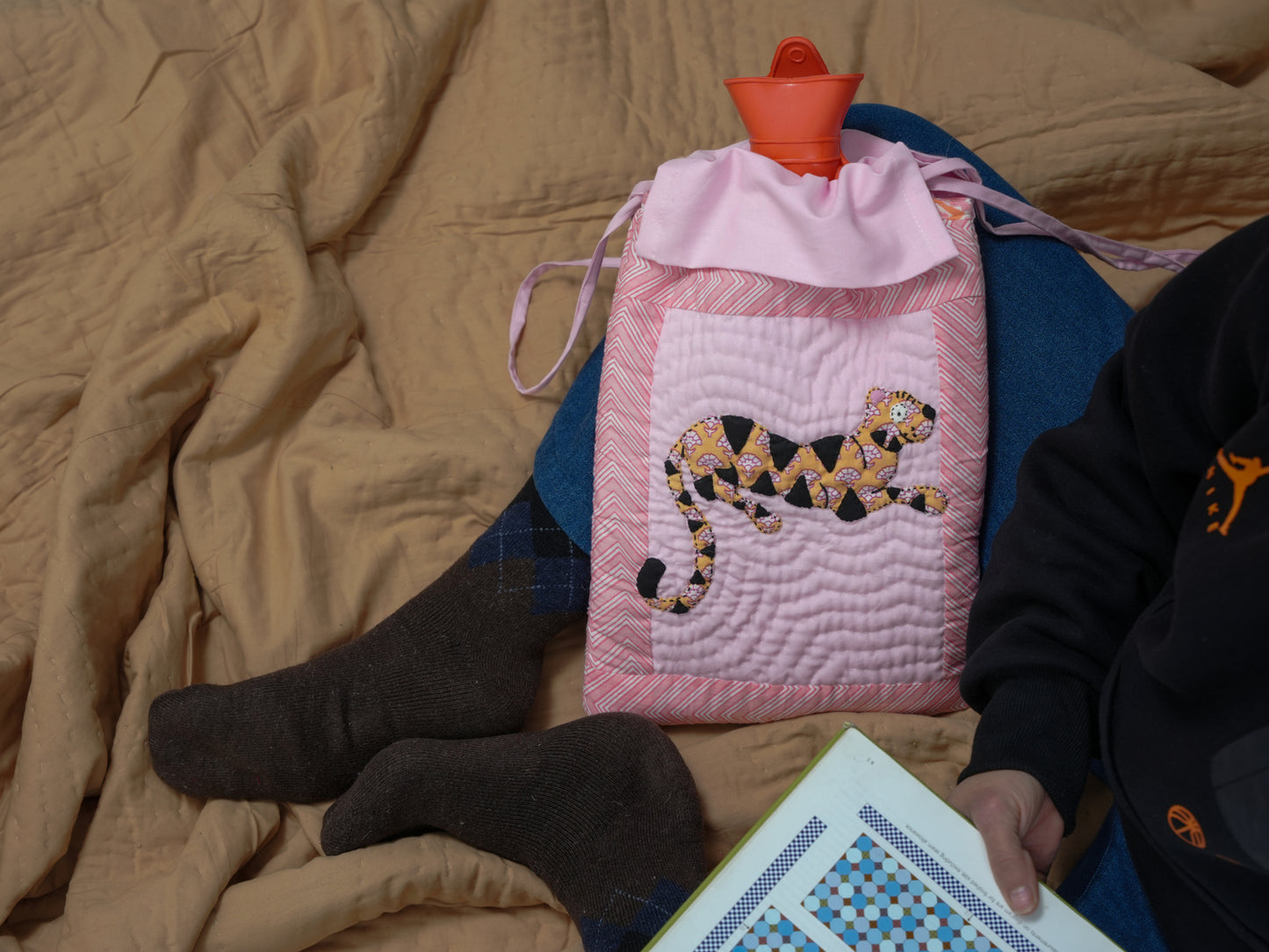 Quilted Arrowhead Tiger Hot Water Bottle Cover
