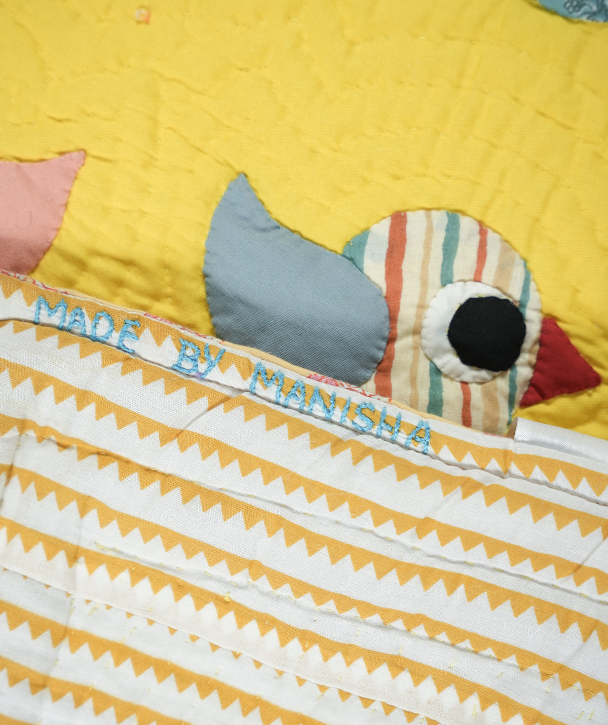 Anek Chidiya Yellow Baby Quilt