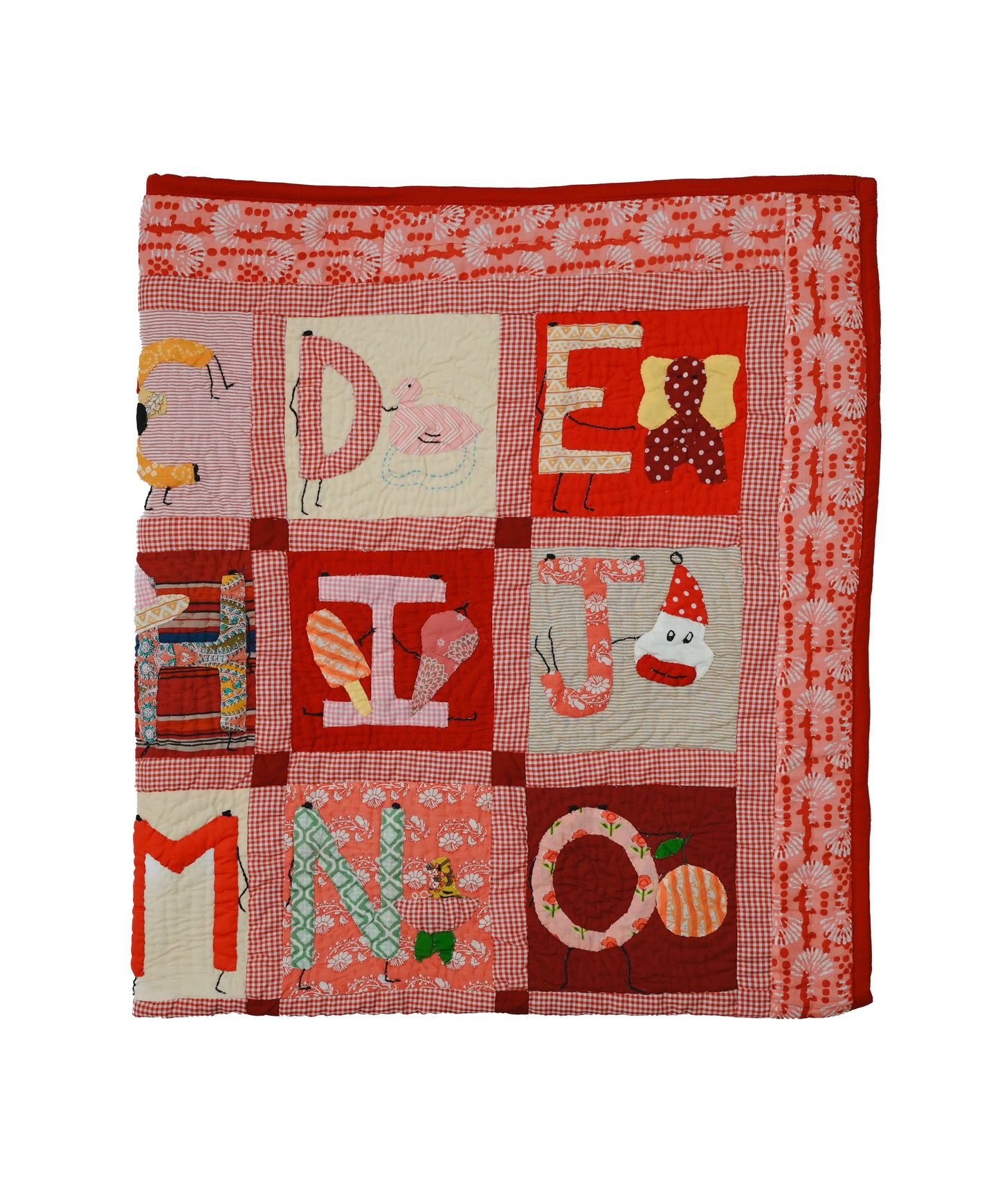 Red Dancing Alphabet Baby Quilt