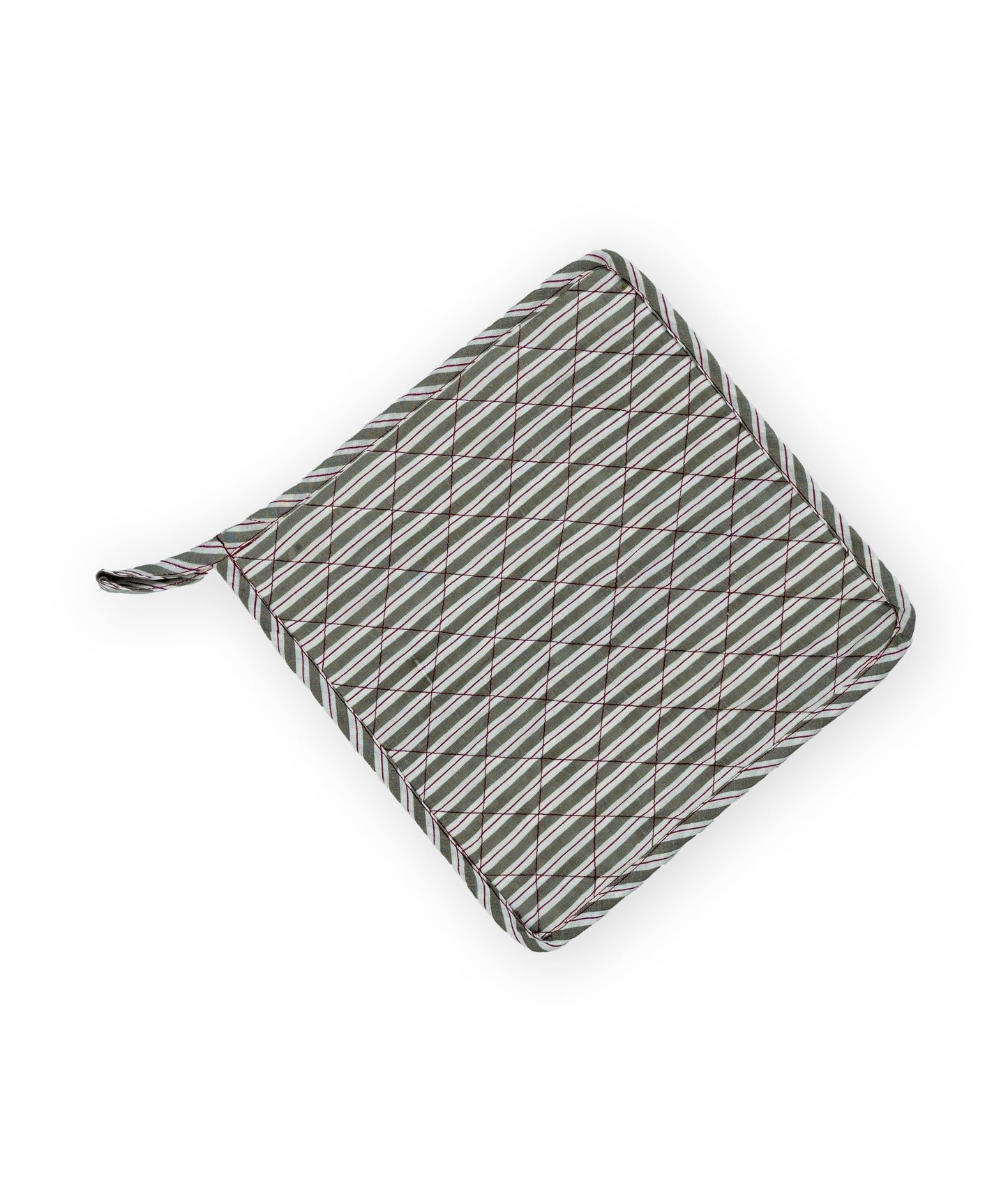 Grey & Maroon Stripe Ladybug & Heart Tea Cosy Set
