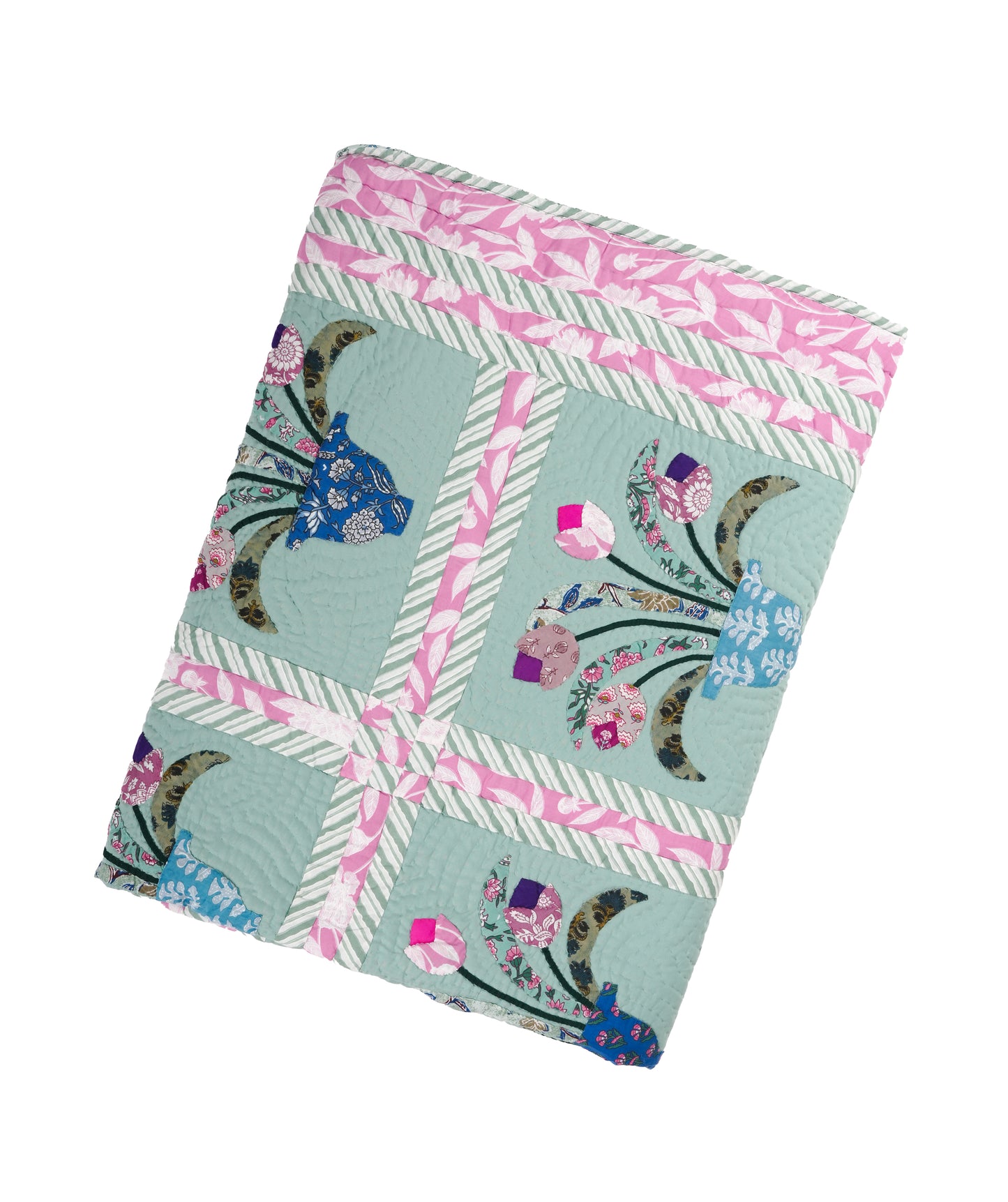 Tulip pot Single Size Appliqué Quilt