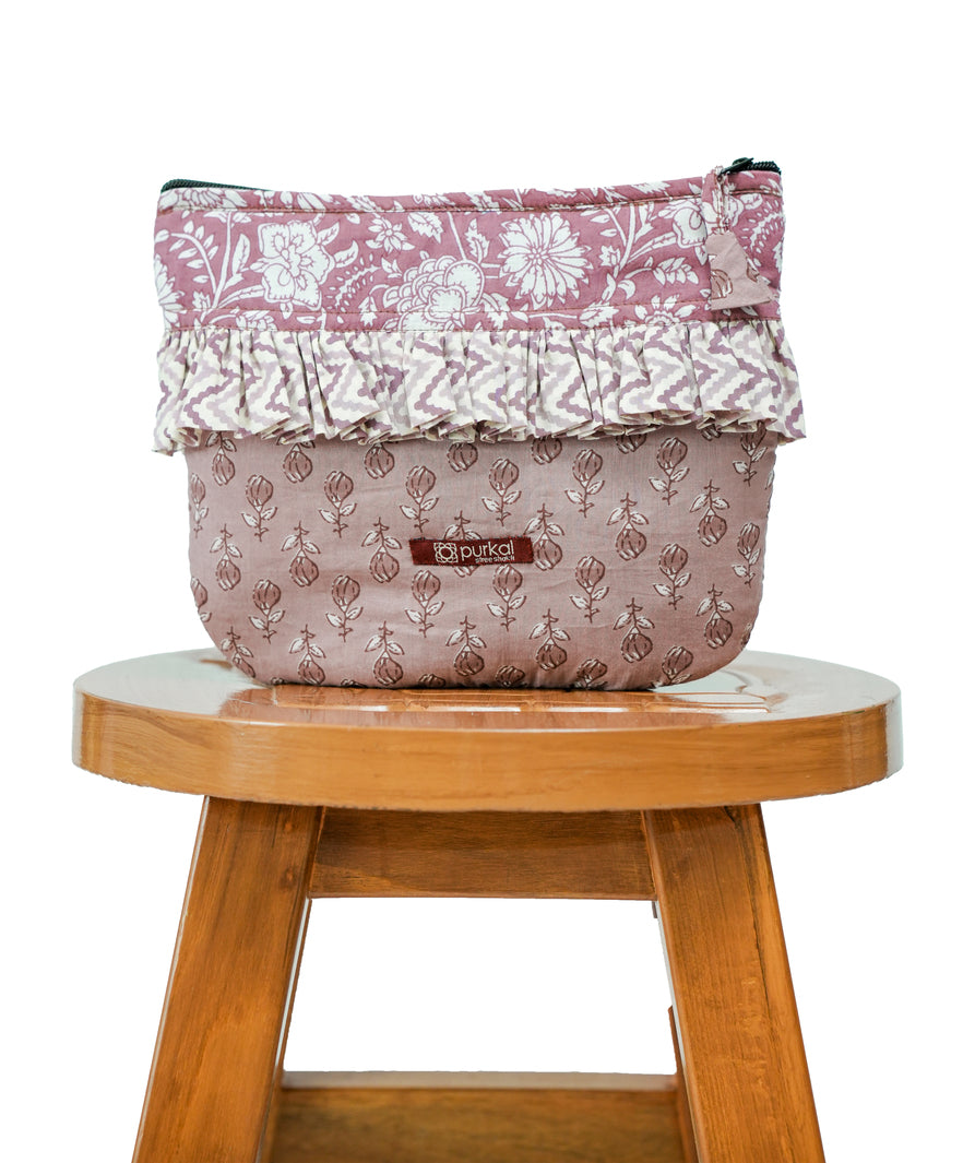Mauve Frill Travel Pouch
