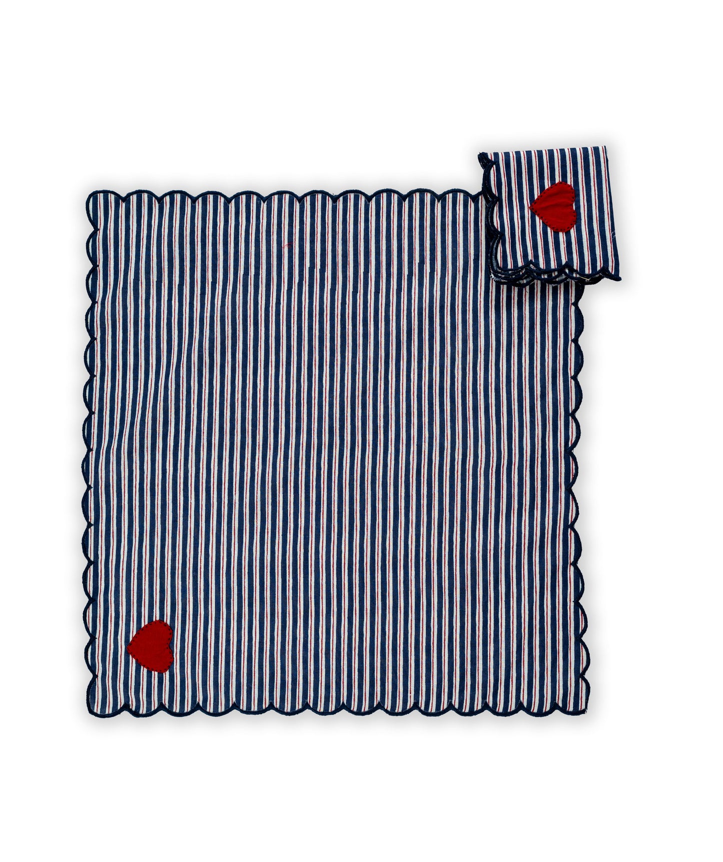 Blue Stripe Ladybug & Heart Tea Cosy Set