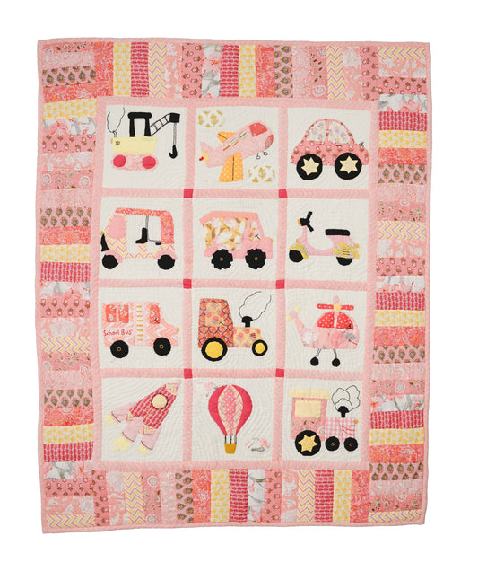 Pink Going Places Baby Quilt 🚀