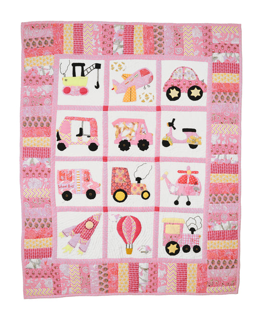 Pink Going Places Baby Quilt 🚀