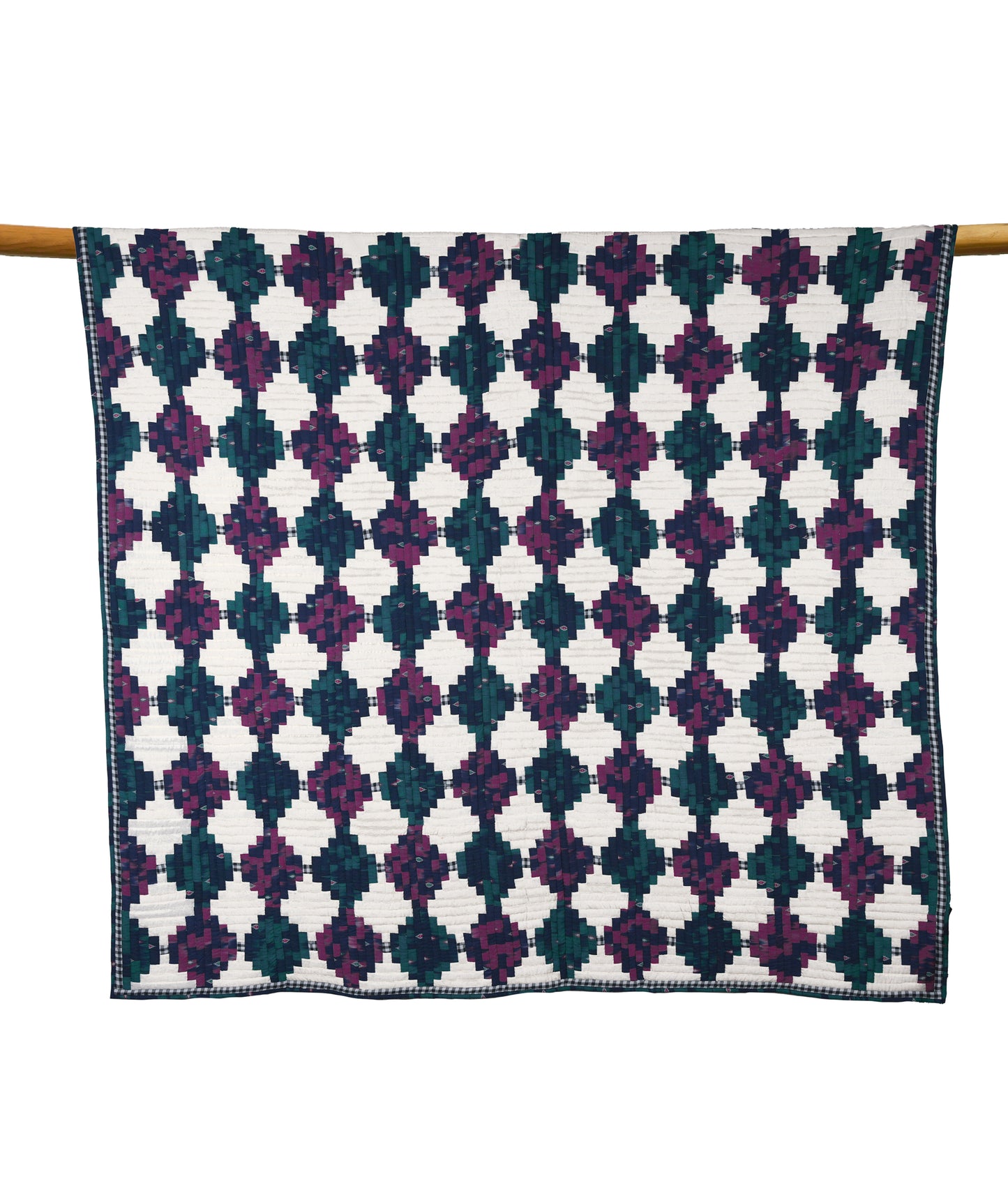 'Echoes of Ikat' Patchwork Quilt in King Size