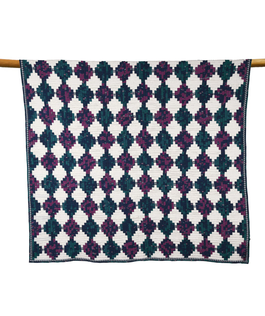'Echoes of Ikat' Patchwork Quilt in King Size