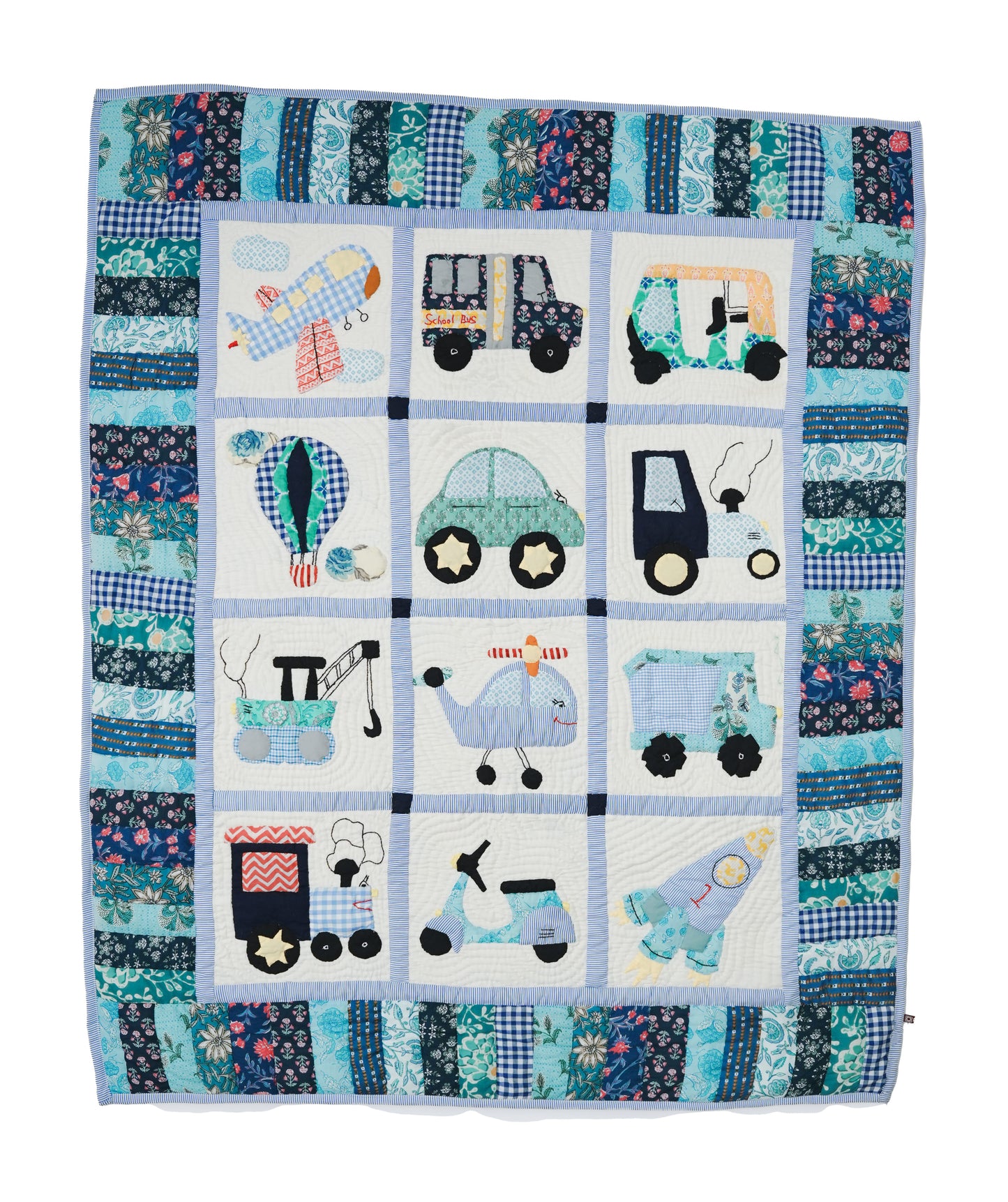 Going Places Blue Baby Quilt