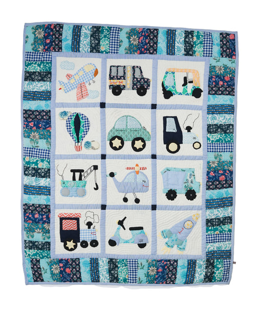 Going Places Blue Baby Quilt