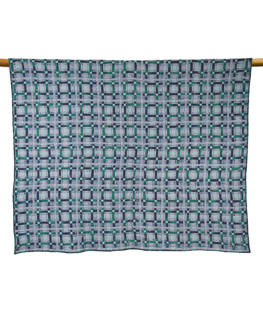 'Jhilmil, In Checks' Patchwork Quilt in King Size