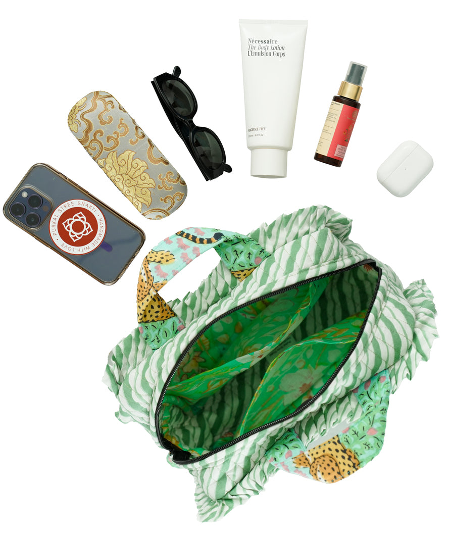 Cheetah Print Travel Pouch with Frills