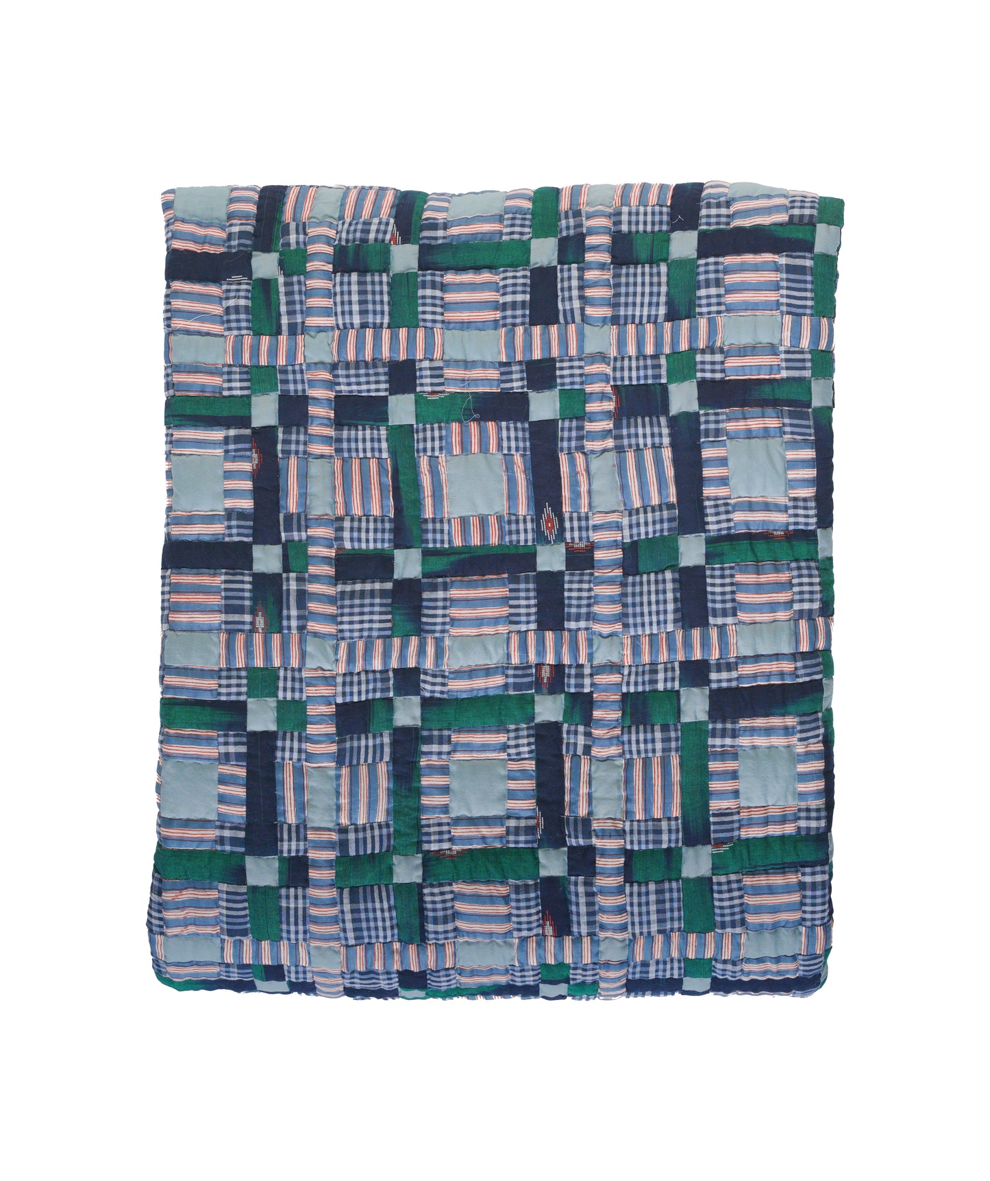 'Jhilmil, In Checks' Patchwork Quilt in King Size