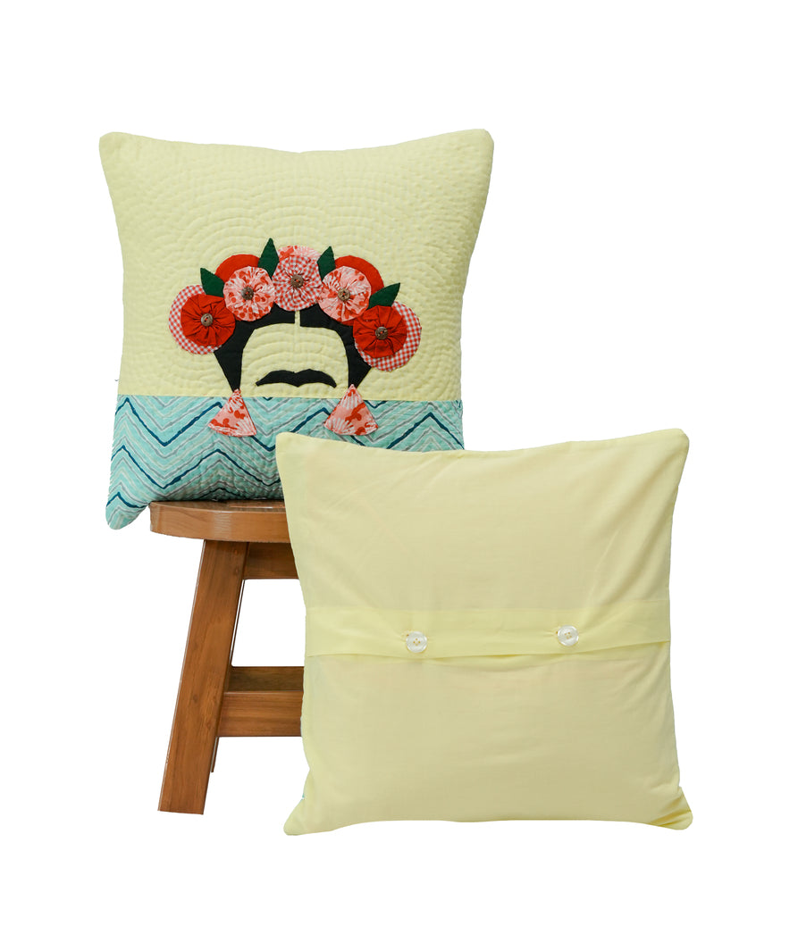 Frida on Lemon Cushion Cover