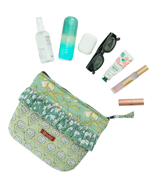 Mint Green Frill Travel Pouch