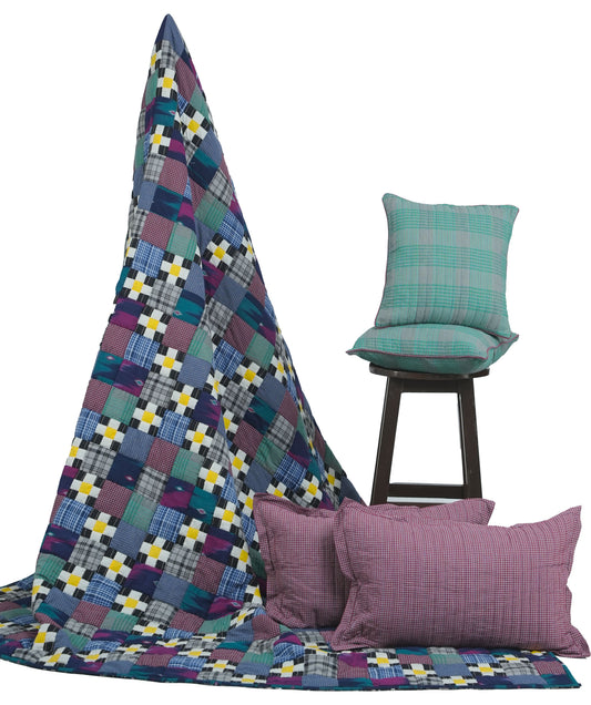 'Chain of Daisy' Patchwork King Size Quilt Set