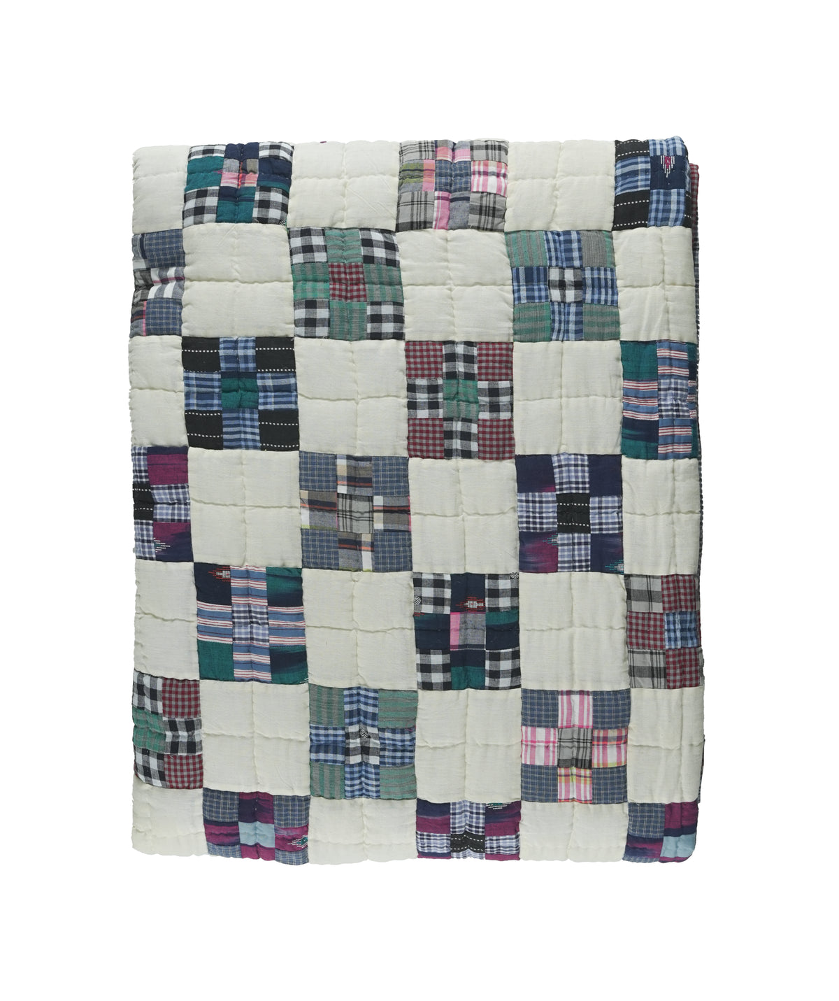 'Midnight Loom, In Checks' Patchwork King Size Quilt