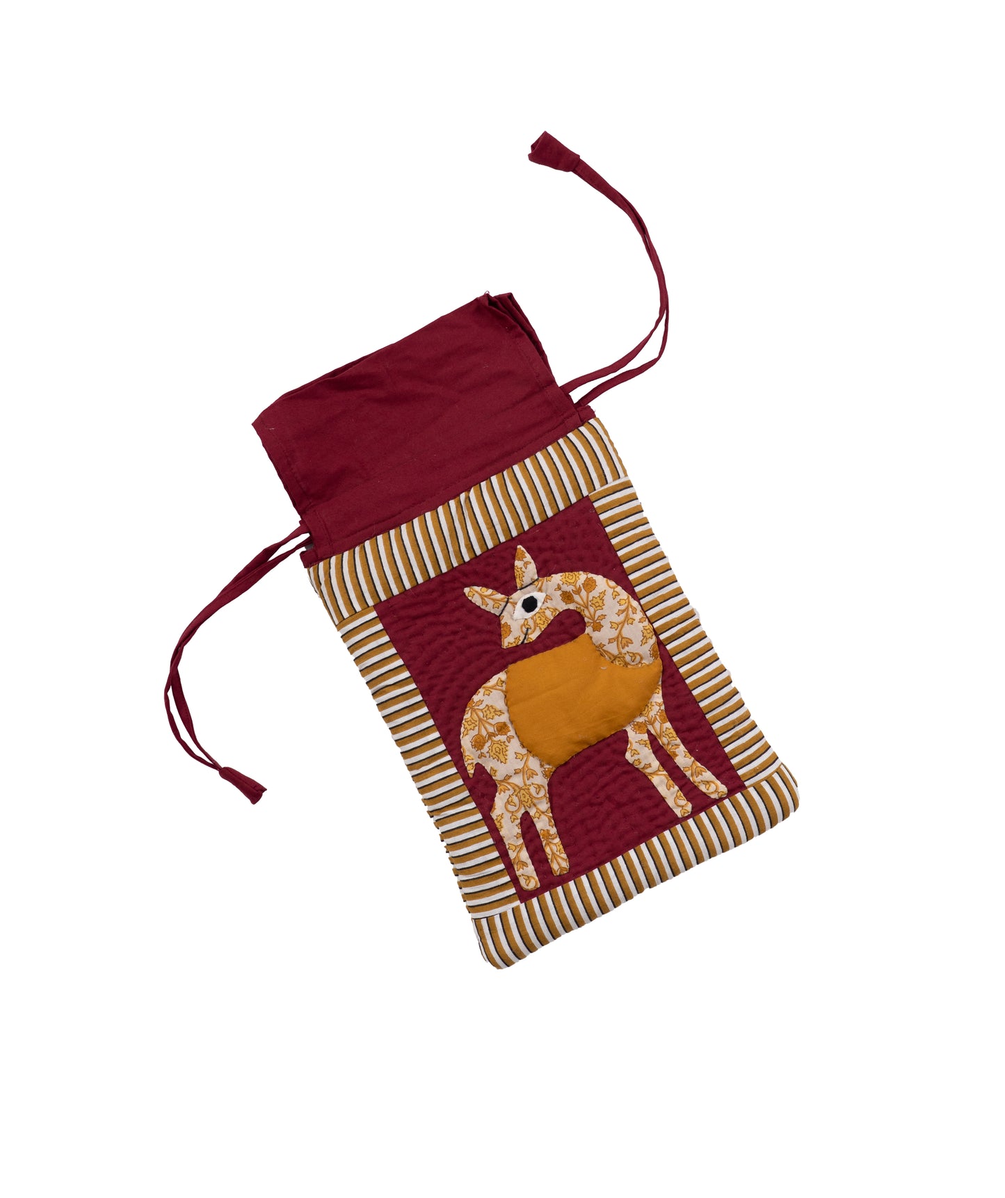 Quilted Gond Art Deer Hot Water Bottle Cover