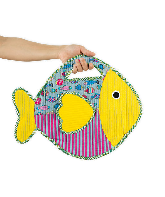 Stripe & Yellow 'Hunky Dory' Fish Handbag