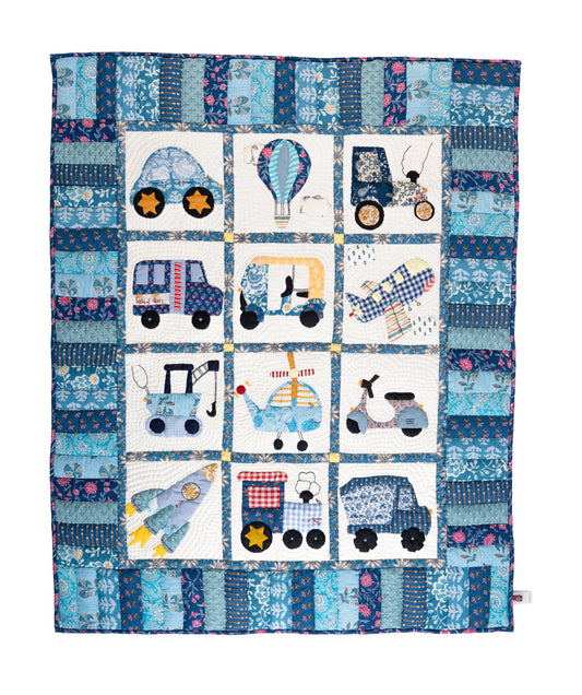 Going Places Blue Baby Quilt - Blue