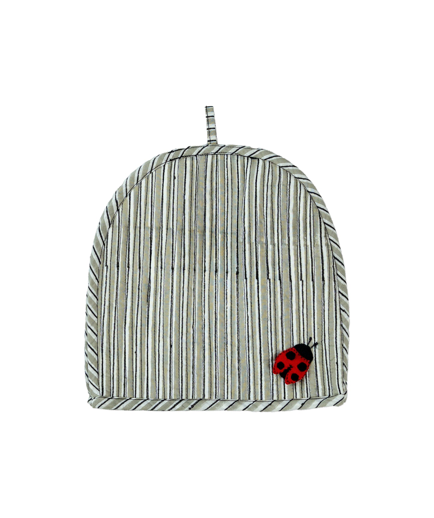 Light Grey Ladybug & Heart Tea Cosy Set