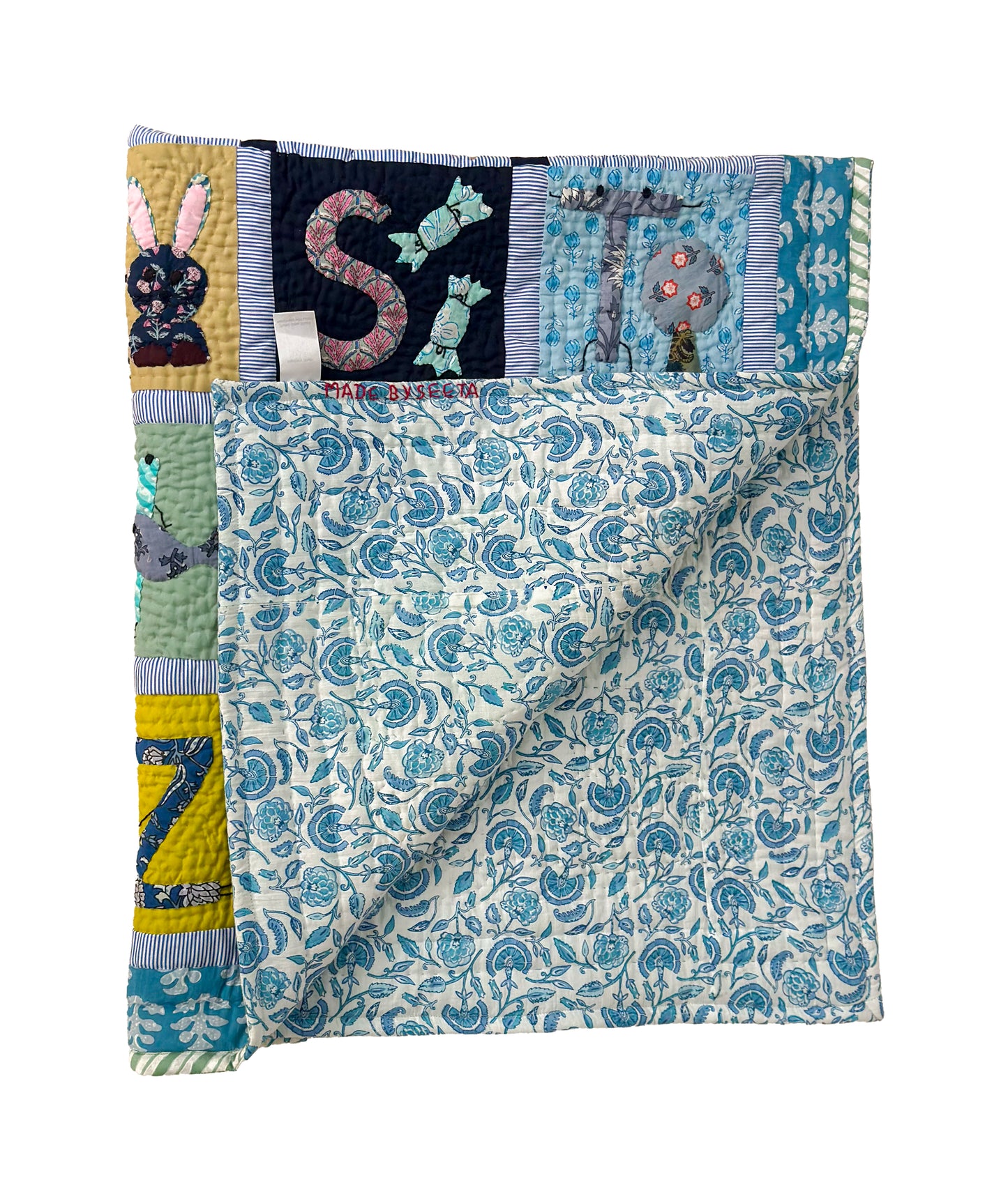 Blue Dancing Alphabet Baby Quilt