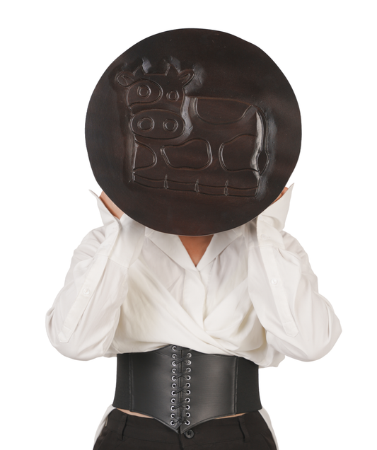 Cute Cow Walnut Teakwood Chowki