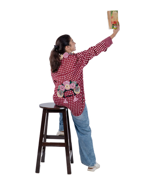 Frida Maroon Big Checks Shirt