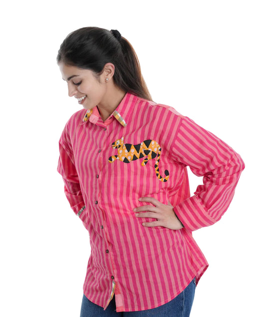 Arrowhead Wearable Art Shirt, Bold Pink Stripe