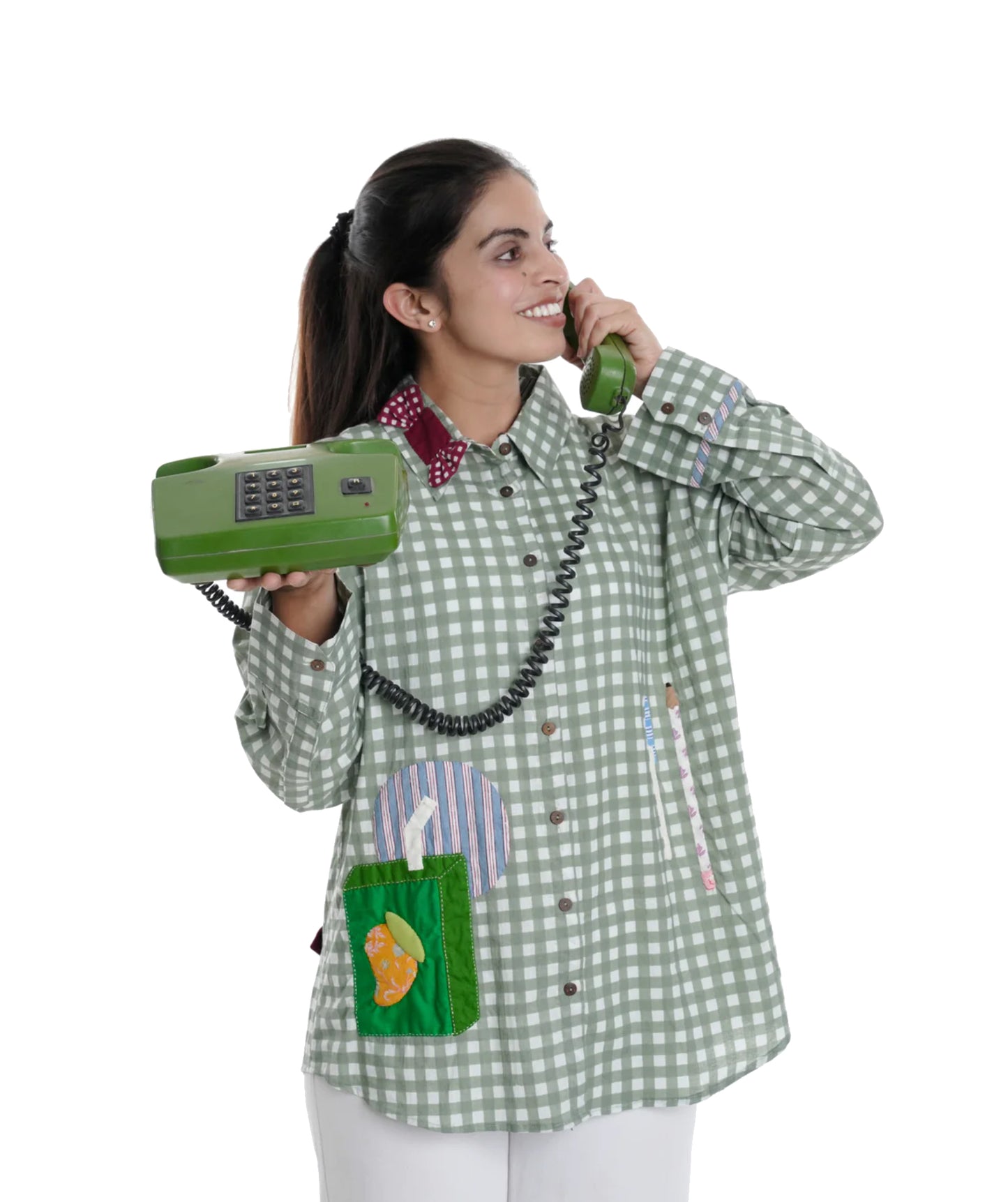'90s Nostalgia Wearable Art Shirt, Green Check