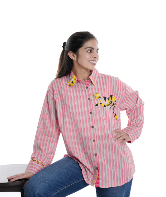 Arrowhead Wearable Art Shirt, Light Pink stripe