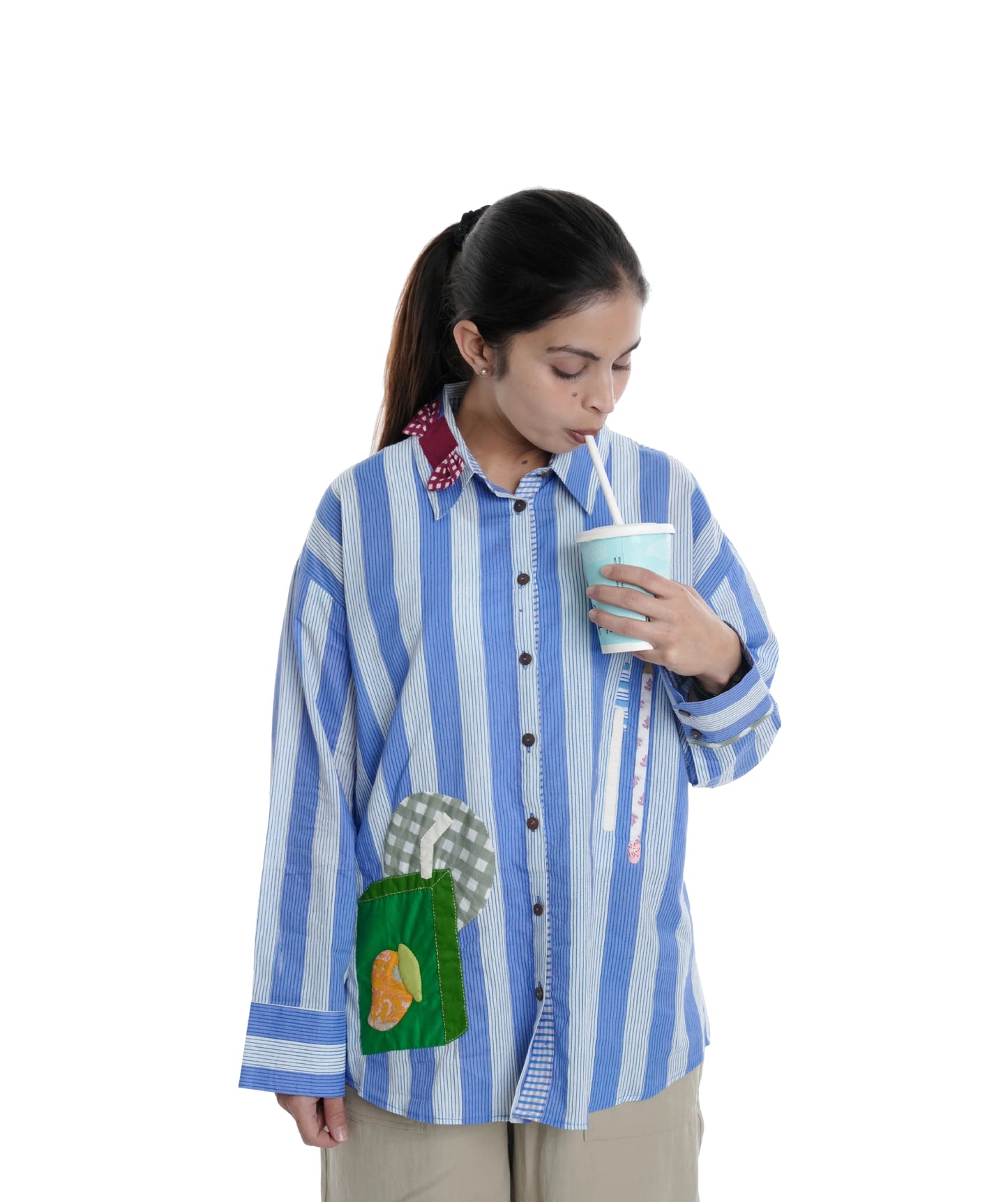 '90s Nostalgia Wearable Art Shirt, Blue Stripe