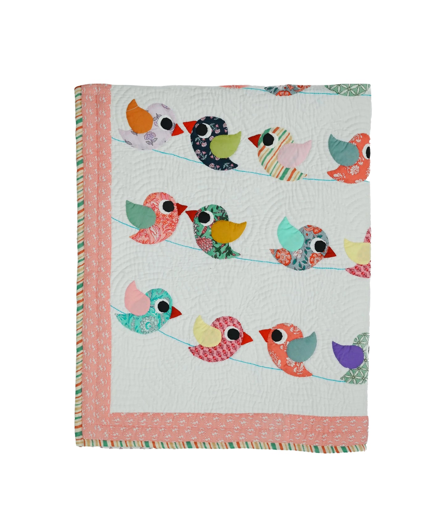 Anek Chidiya White Baby Quilt