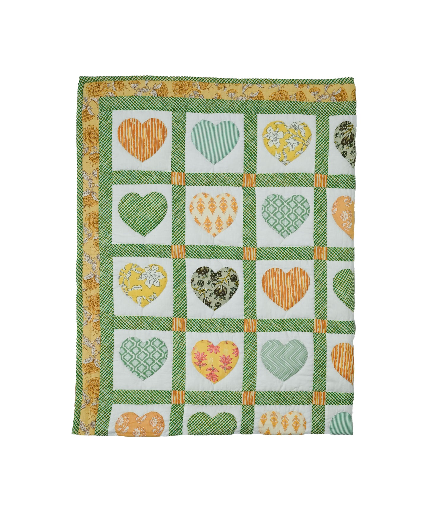 Sweetheart Green Yellow Baby Quilt 💛💚