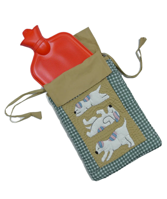 Quilted Lazy Dog Hot Water Bottle Cover