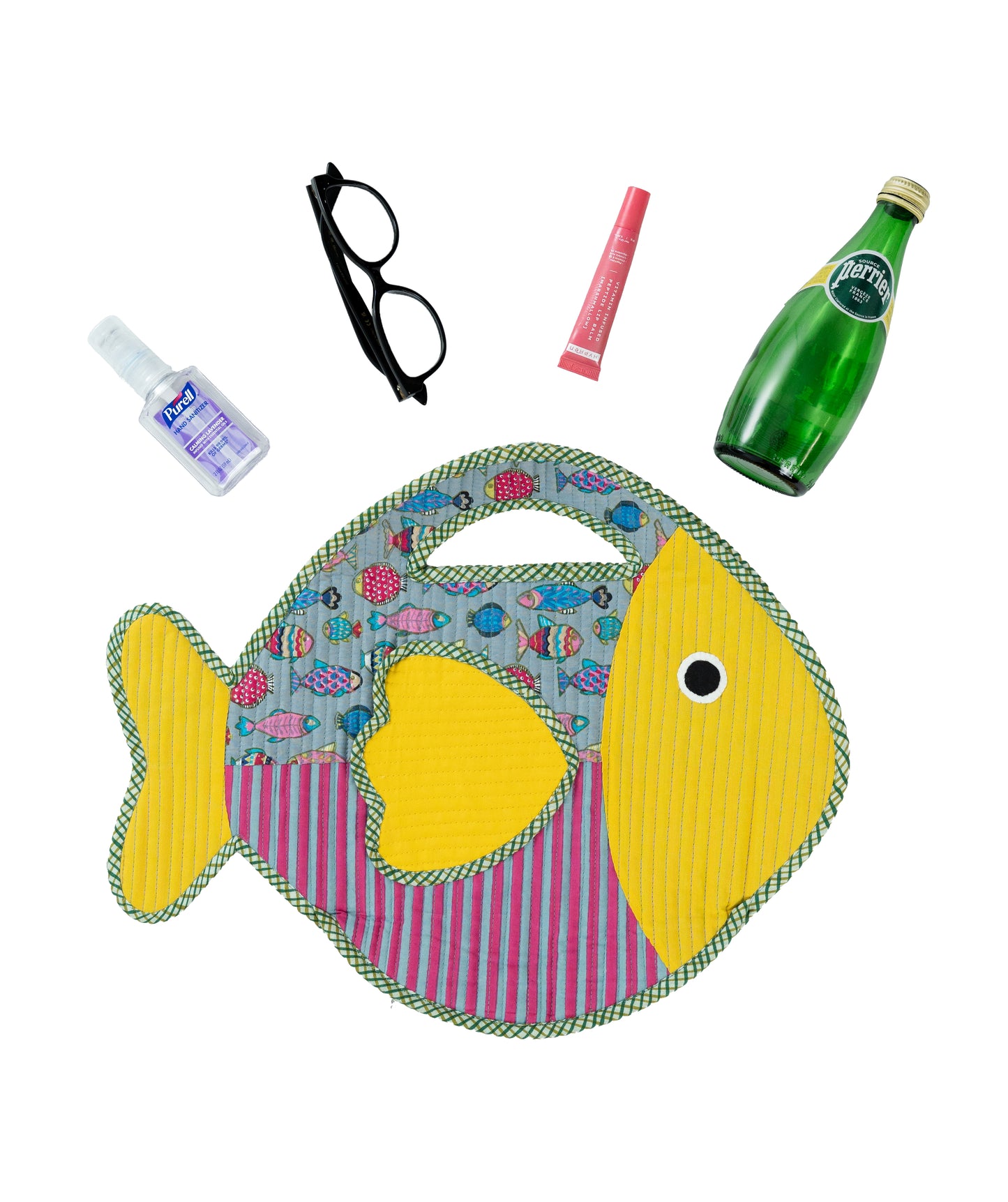Stripe & Yellow 'Hunky Dory' Fish Handbag