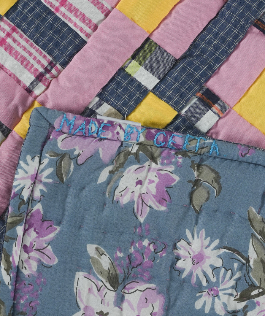 'Jhilmil, In Pink' Patchwork King Size Quilt
