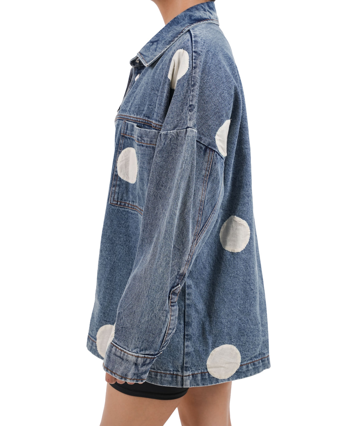'Polka Dot White' Wearable Art Denim Jacket