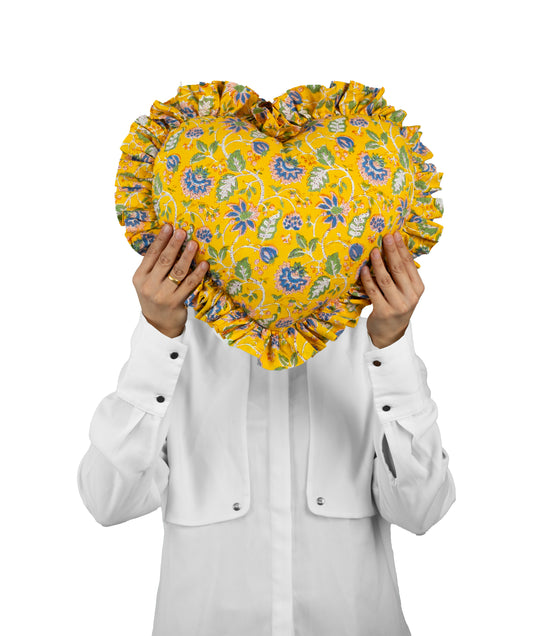 Heart Pillow in Yellow