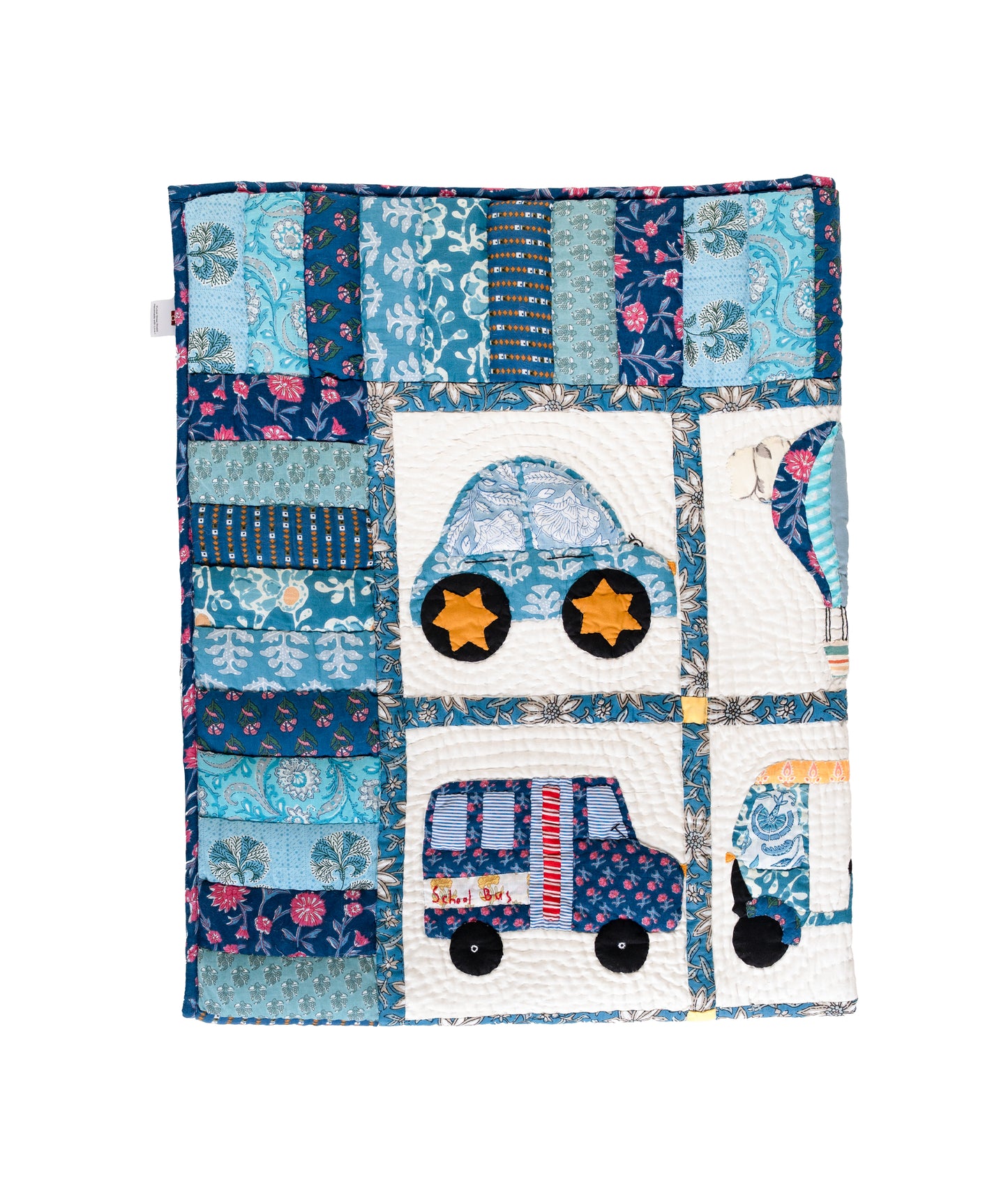 Going Places Blue Baby Quilt - Blue