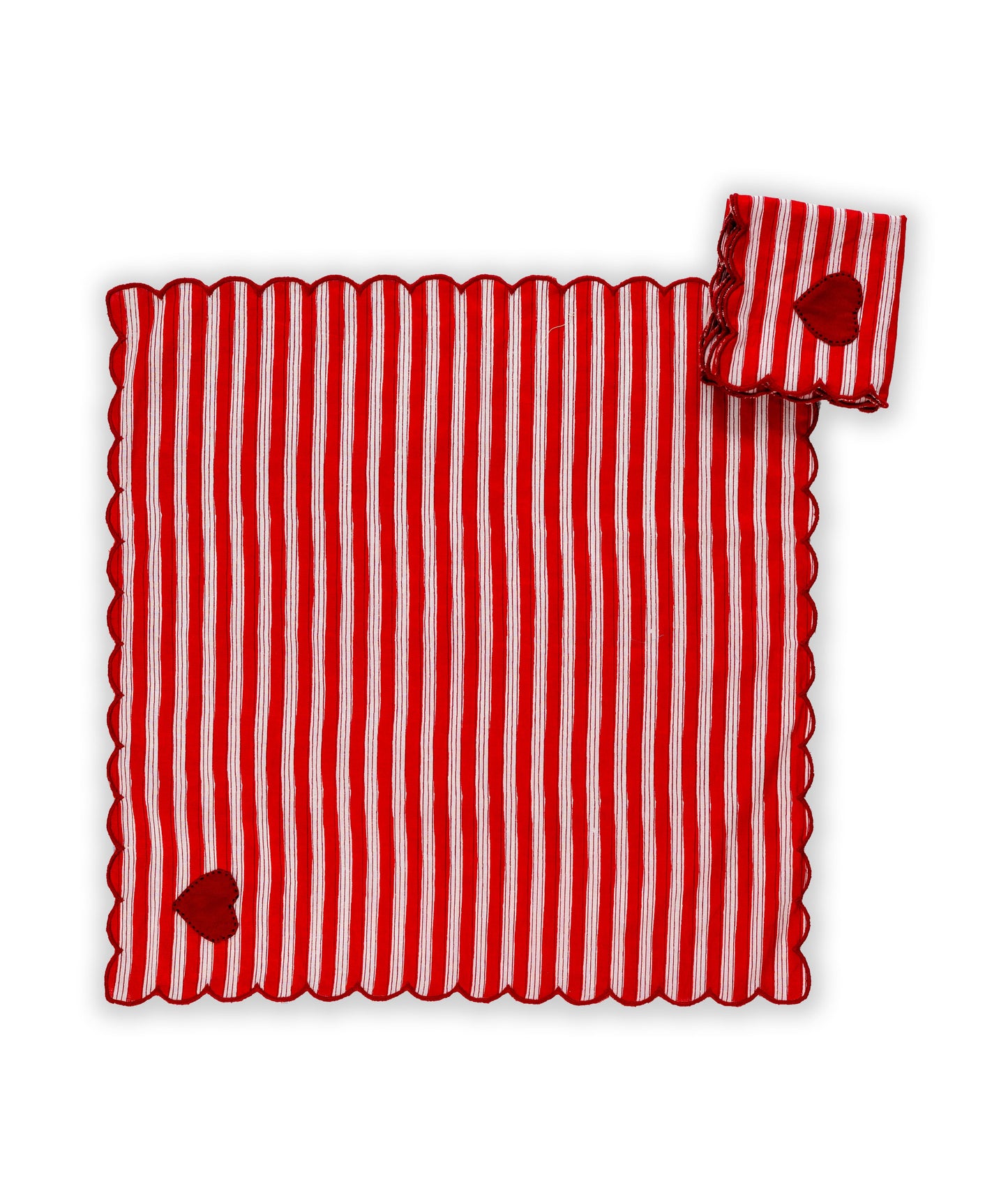 Red Stripe Ladybug & Heart Tea Cosy Set