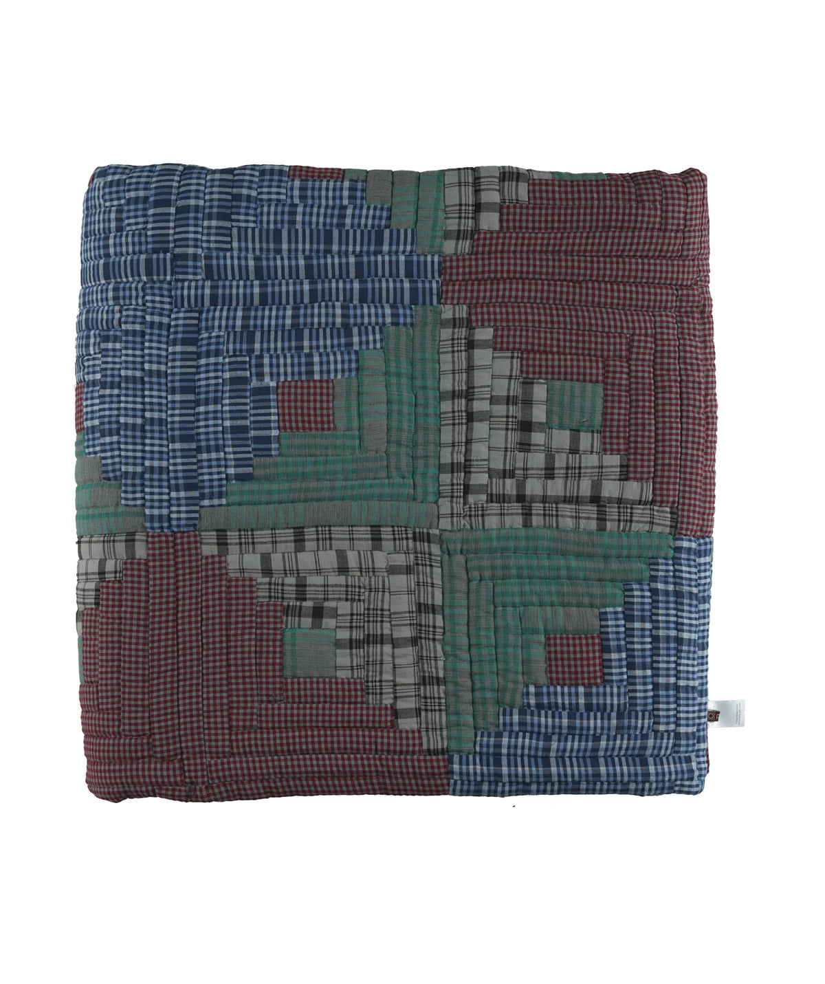 'Log Cabin, In Checks' Patchwork King Size Quilt